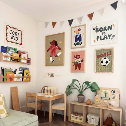 Kid of the Village Footie Pup Fine Art Print - Red Stripe