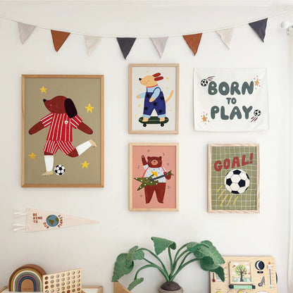 Kid of the Village Footie Pup Fine Art Print - Red Stripe