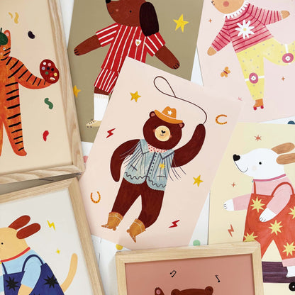 Kid of the Village Cowboy Bear Fine Art Print