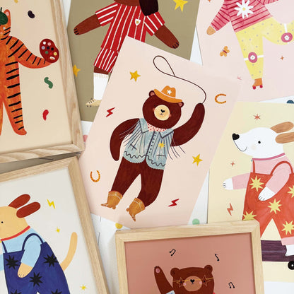 Kid of the Village Cowboy Bear Fine Art Print