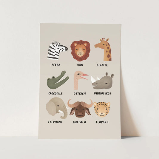Kid Of The Village Animal Safari Fine Art Print - Stone