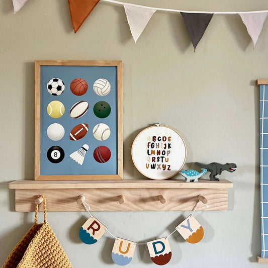 Kid Of The Village Sports Balls Fine Art Print - Blue