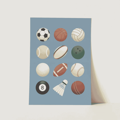 Kid Of The Village Sports Balls Fine Art Print - Blue