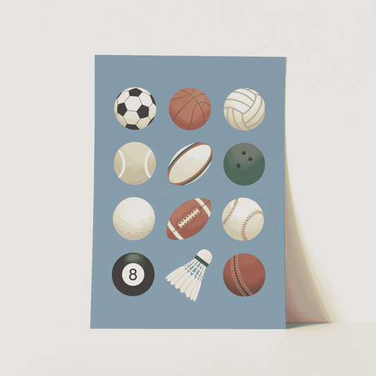 Kid Of The Village Sports Balls Fine Art Print - Blue