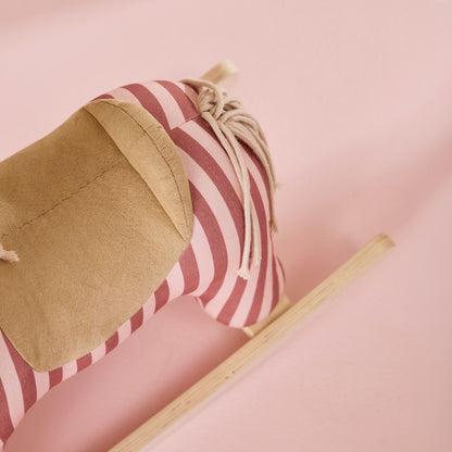 Kids Concept Rocking Horse Mila - Pink Stripe