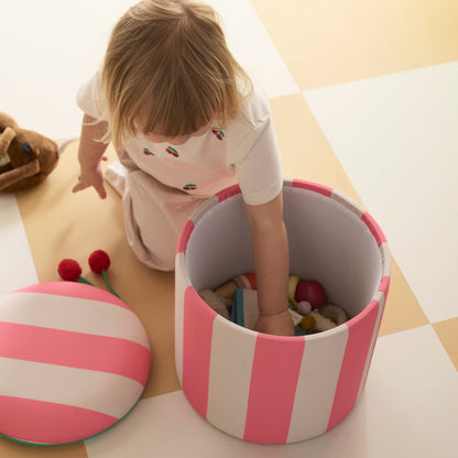 Kids Concept Storage Pouffe Cylinder - Pink
