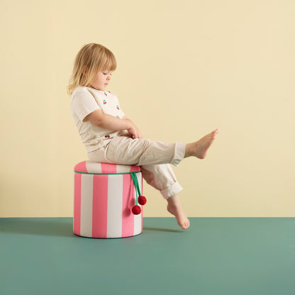 Kids Concept Storage Pouffe Cylinder - Pink
