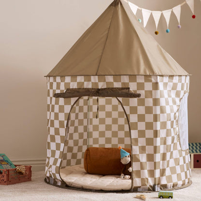 Kids Concept Tent - Check Khaki