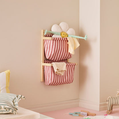 Kids Concept Wall Storage Textile - Stripe Clay Pink