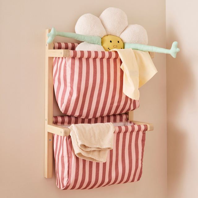 Kids Concept Wall Storage Textile - Stripe Clay Pink