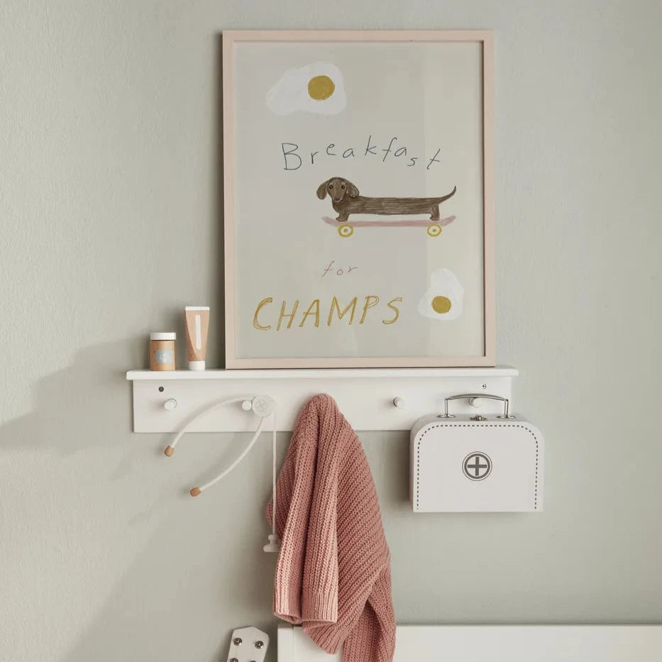 Kids Concept Shelf With Hooks White Scandiborn1