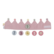 Little Dutch Birthday Crown - Pink - With 1,2,3,4,5 and daisy badge 