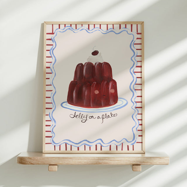 Decorative plate with a jelly illustration on a white background