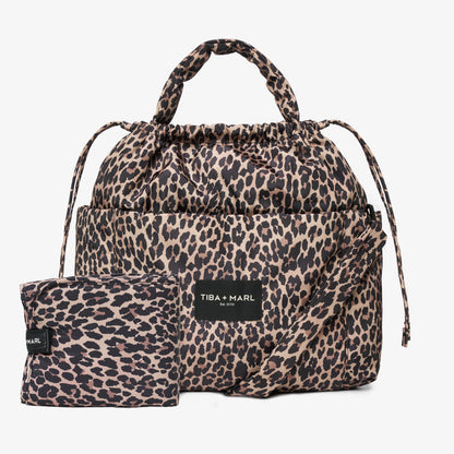 Tiba + Marl Large Luna Drawstring Stroller Bag - Leopard Print