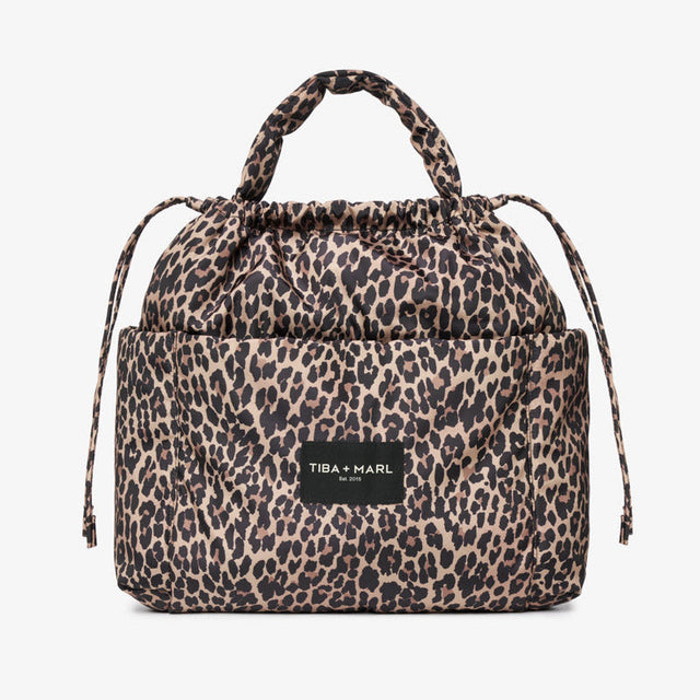 Tiba + Marl Large Luna Drawstring Stroller Bag - Leopard Print
