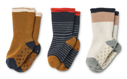Liewood Eloy Baby Socks 3-Pack - Y/D Stripe Classic Navy / Sandy