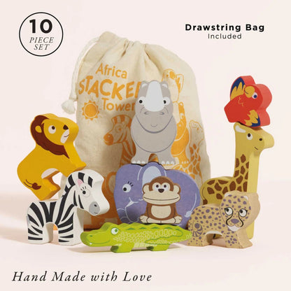 Le Toy Van Africa Stacking Animals & Bag