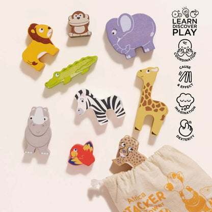 Le Toy Van Africa Stacking Animals & Bag