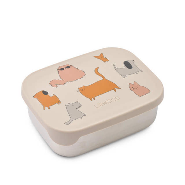 Liewood Arthur Printed Lunchbox - Cats and Dogs / Sandy