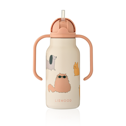 Liewood Kimmie Water Bottle 250 ml - Cats and Dogs / Sandy