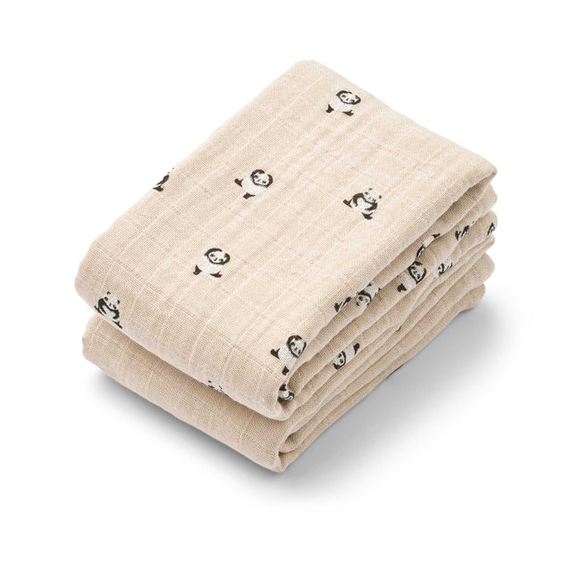 Liewood Lewis Muslin Cloth 2 Pack - Mini Panda / Sandy Mix