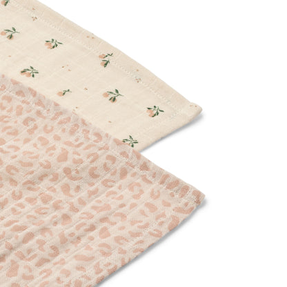 Liewood 2-Pack Lewis Muslin Cloth - Mini Leo / Mini Peach Mix
