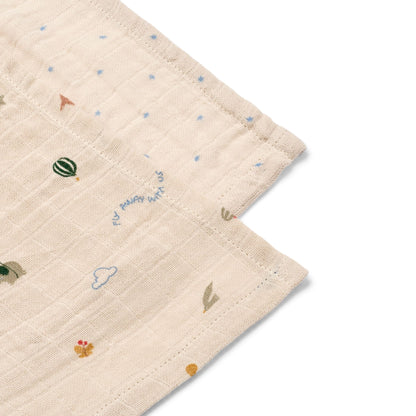 Liewood 2-Pack Lewis Muslin Cloth - Star / Flying Mix