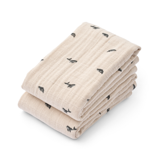 Liewood Lewis Muslin Cloth 2 Pack - Whale / Sandy