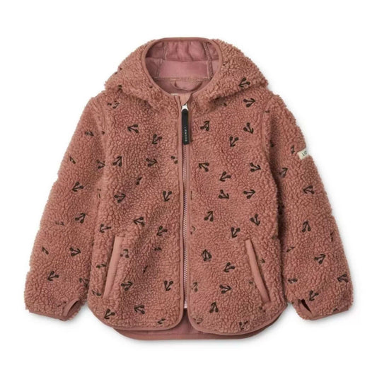 Liewood Mara Pile Jacket With Ears - Cherries / Dark Rosetta