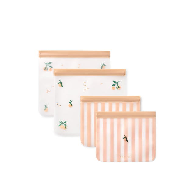 Liewood Rebus Reusable Food Bags 4 Pack - Peach / Sea Shell