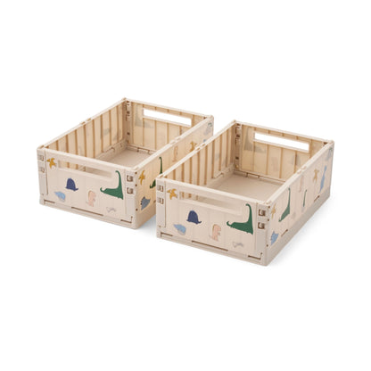 Liewood Weston Medium Storage Crate Set of 2 - Dino Roar / Sandy