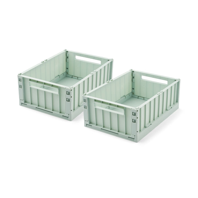 Liewood Weston Medium Storage Crate Set Of 2 - Light Peppermint
