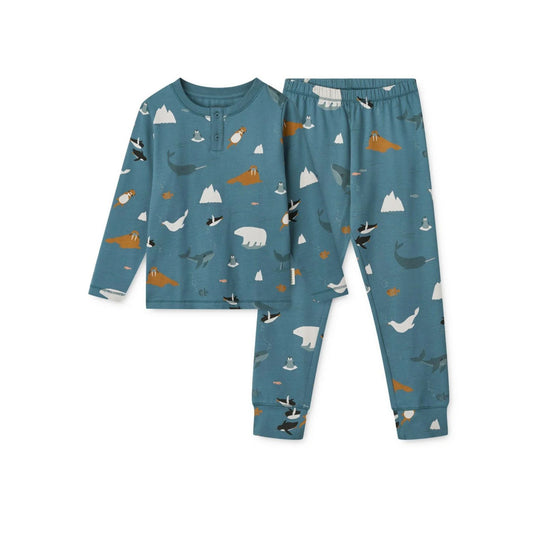 Liewood Wilhelm Printed Pyjamas Set - Arctic Sea / Ocean View