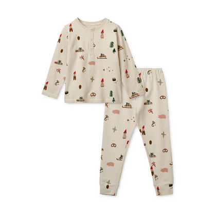 Liewood Wilhelm Printed Christmas Pyjamas Set - Holiday/Sandy