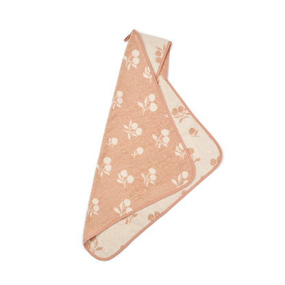 Liewood Alba Hooded Baby Towel In Peach / Sea Shell