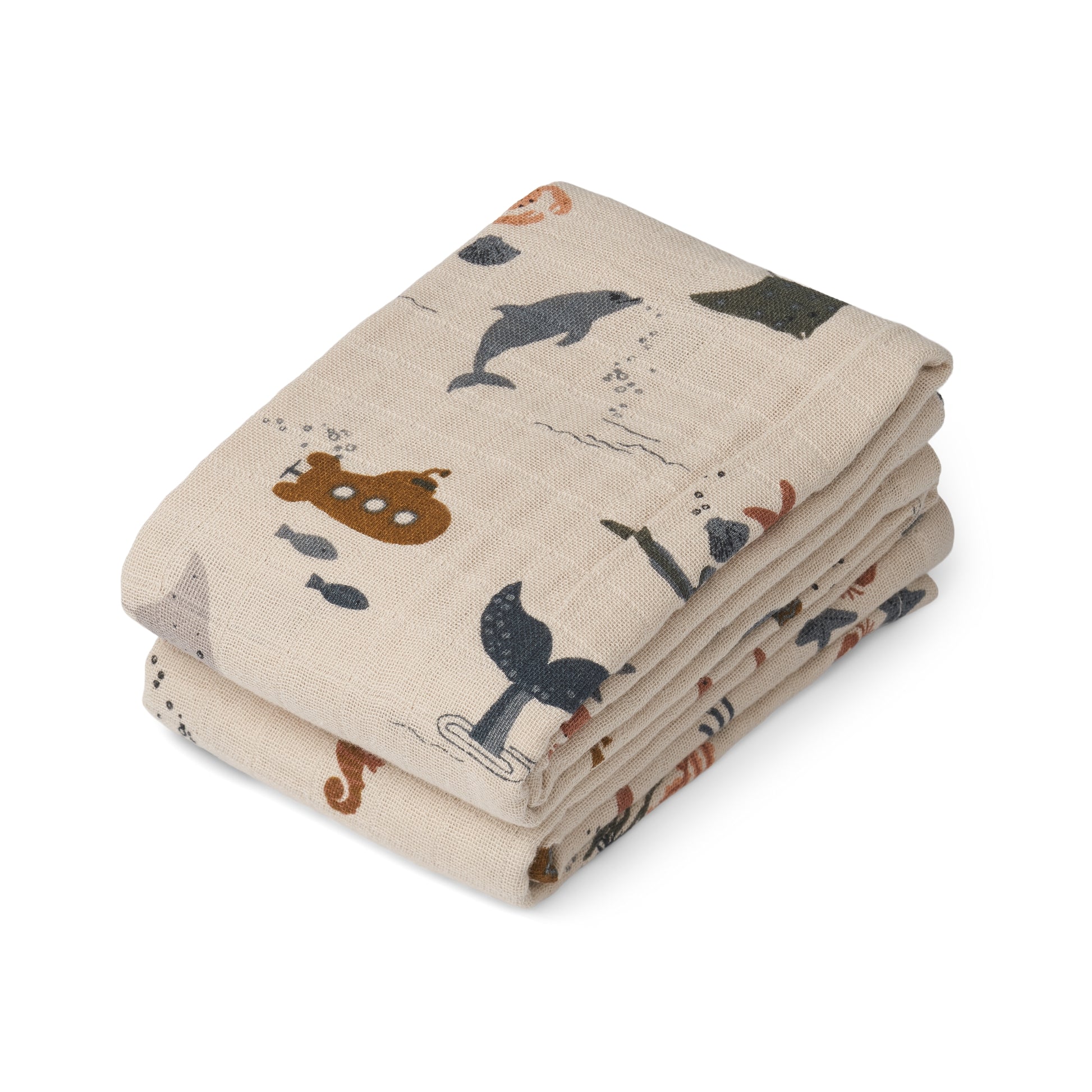 Liewood Lewis Muslin Cloth 2 Pack - Sea Creature / Sandy