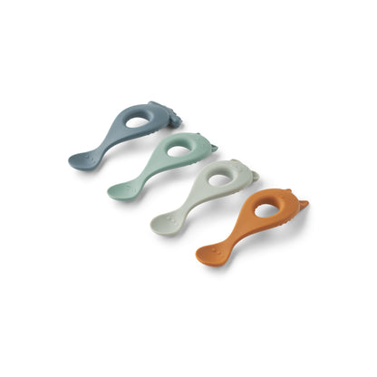 Liewood Liva Spoon 4 Pack - Whale Blue Multi Mix