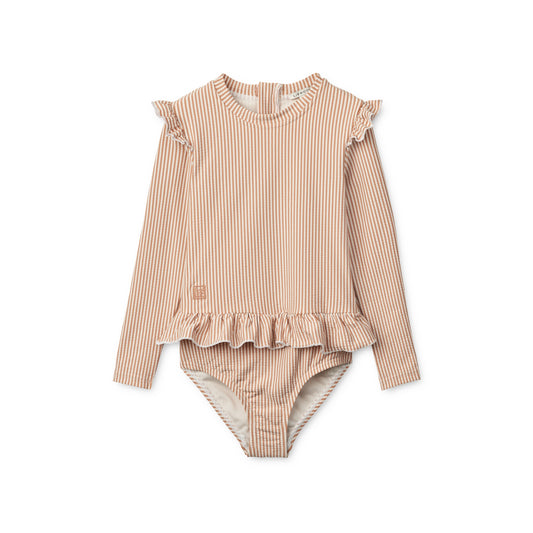 Liewood Sille Seersucker Swimsuit - Pale Tuscany / Creme De La Creme