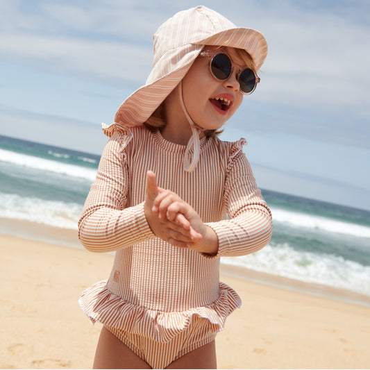 Liewood Sille Seersucker Swimsuit - Pale Tuscany / Creme De La Creme