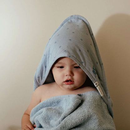 Little Dutch Hooded Towel - Pure Denim Blue