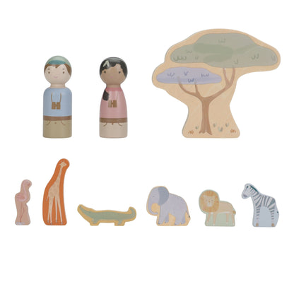 Little Dutch Wooden Safari Jeep With Animals - Safari Friends