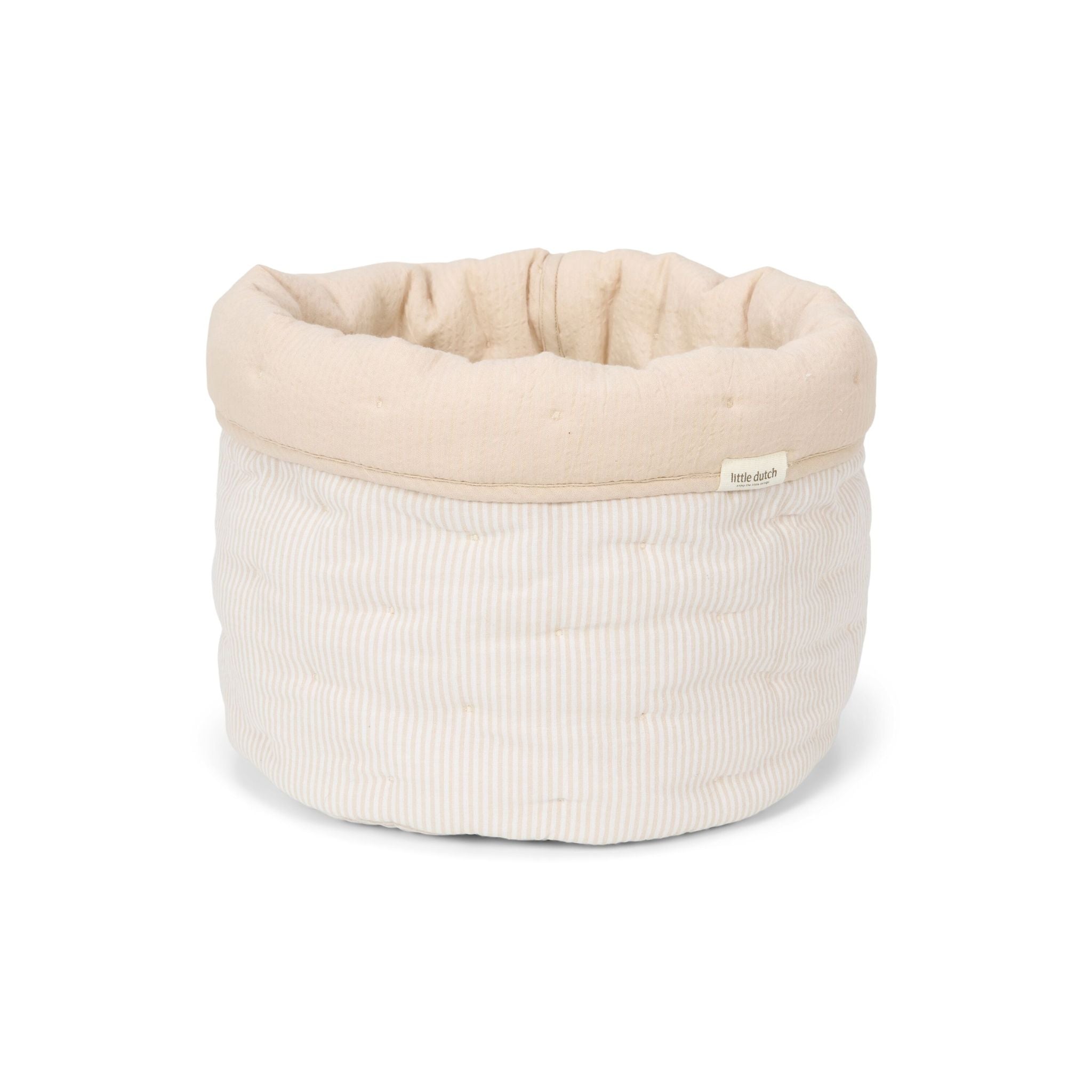CDL Hand Stitched Mini Basket ベージュ Little Dutch Storage Basket | Pure Soft Beige Stripe | Scandiborn