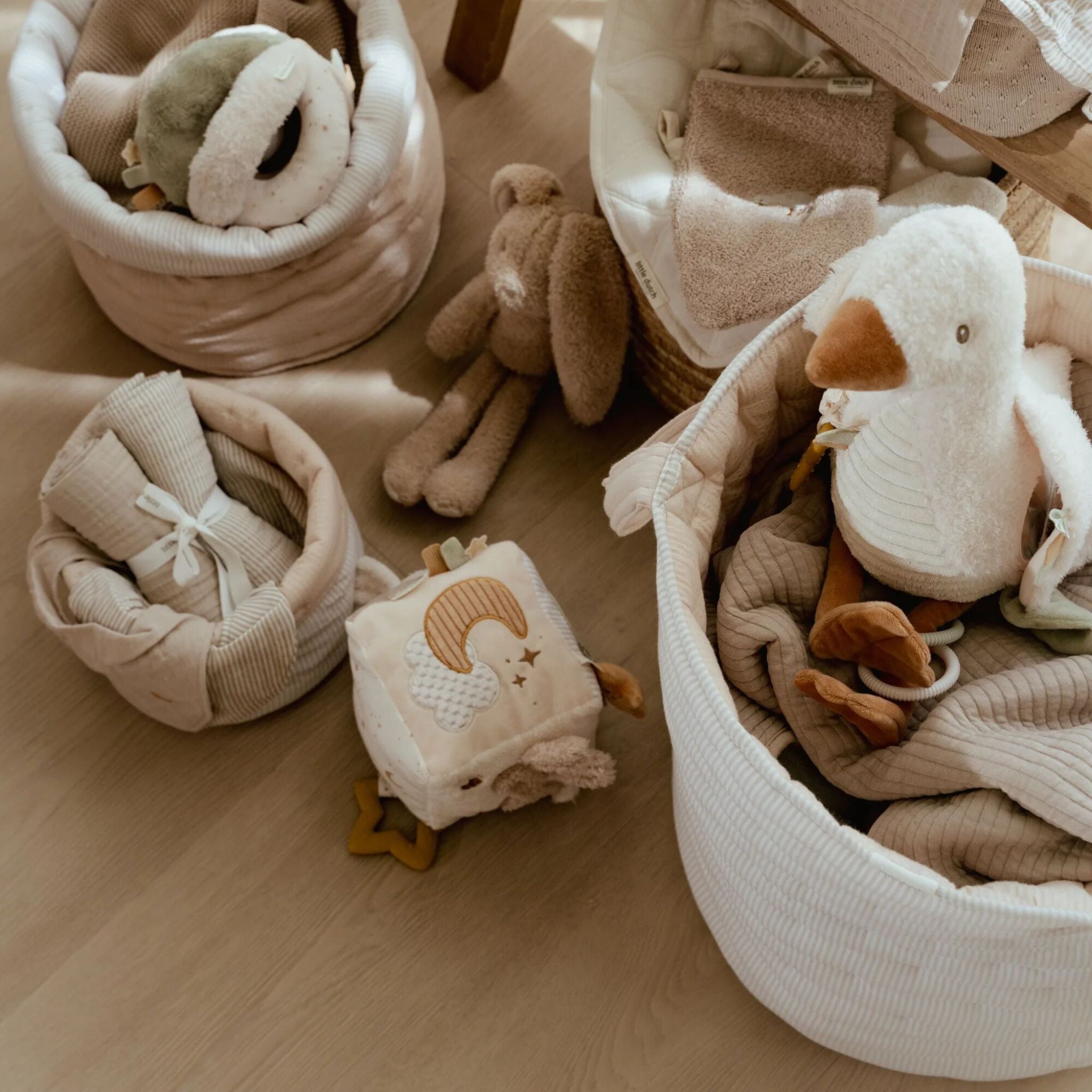 Little Dutch Storage Basket | Pure Soft Beige Stripe | Scandiborn