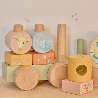 Little Dutch Wooden Block Train - Safari Friends