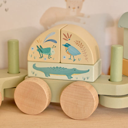 Little Dutch Wooden Block Train - Safari Friends