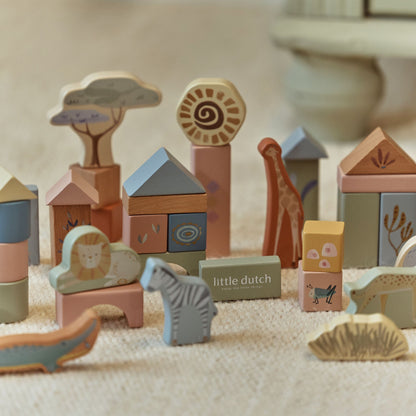 Little Dutch Wooden Building Blocks - Safari Friends