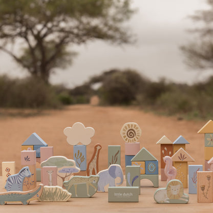 Little Dutch Wooden Building Blocks - Safari Friends