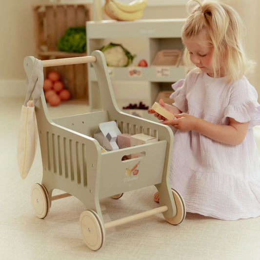 Little Dutch Wooden Shopping Trolley
