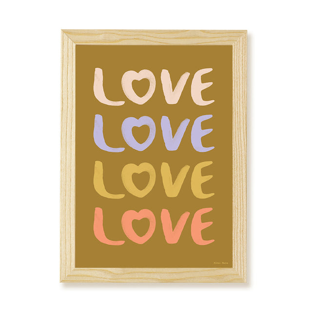 Hibou Design Love Art Print - Olive