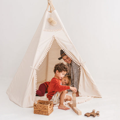 MiniCamp Kids Teepee Tent with Pom Poms - Extra Large